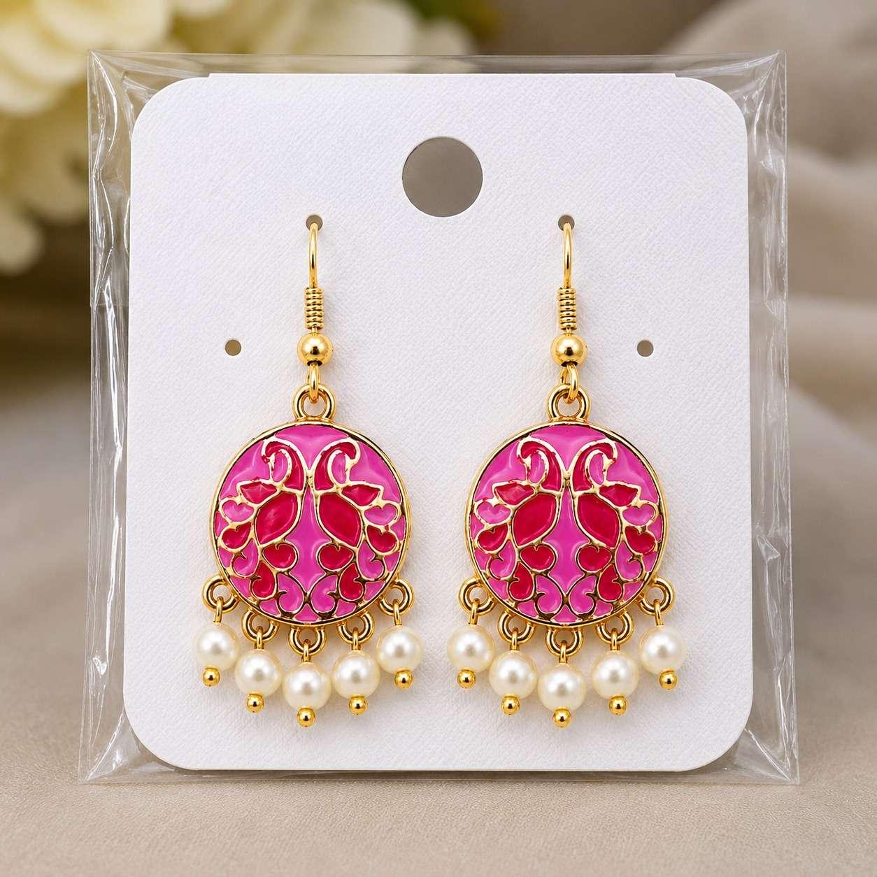 Royal Ruby Pearl Chandbali Earrings